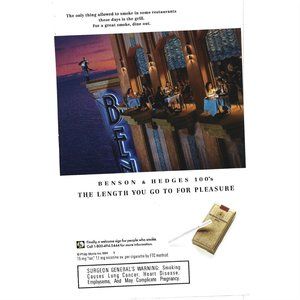 Benson and Hedges 100s Cigarette ADVERT 1990s  Vintage Print Ad